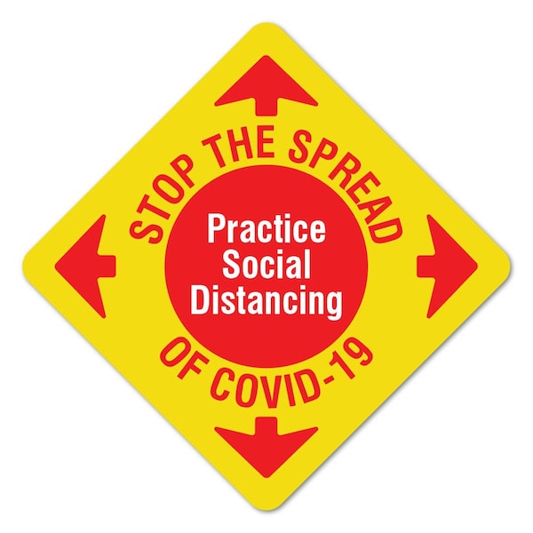 Stop The Spread Non-Slip Floor Graphic, 7in Vinyl Decal, 12PK, 7 in H, FD-X-7-12PK-99987